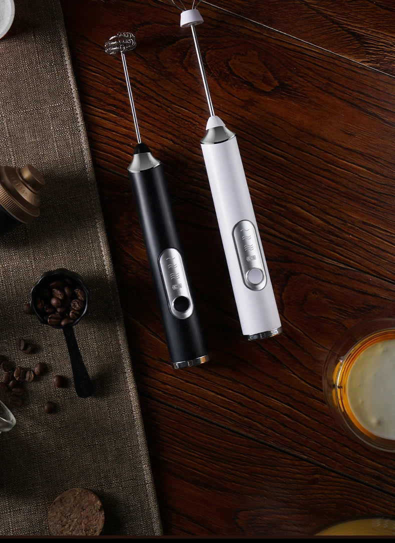 Handheld Wireless Double Stick Whisk, 3 Speed USB Rechargeable Electric Mixer for Coffee Milk Frother, Egg Beater & Custard Foam