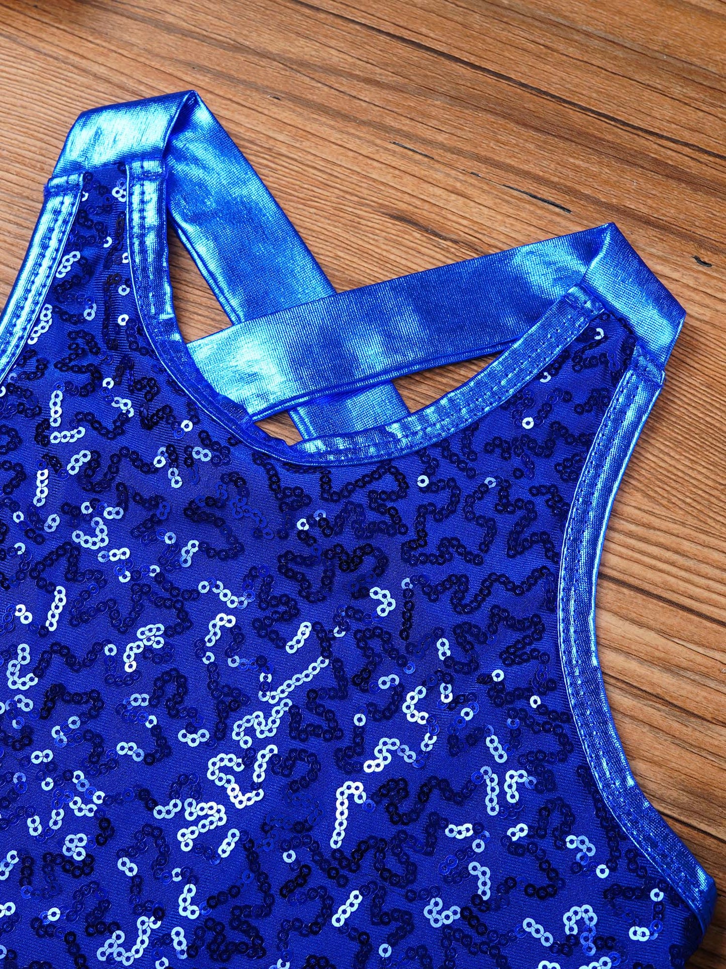 Kids Girls Shorty Unitard Sleeveless Sequin Rompers Leotard Bodysuit Performance Children Jazz Modern Dance Party Tap Costumes