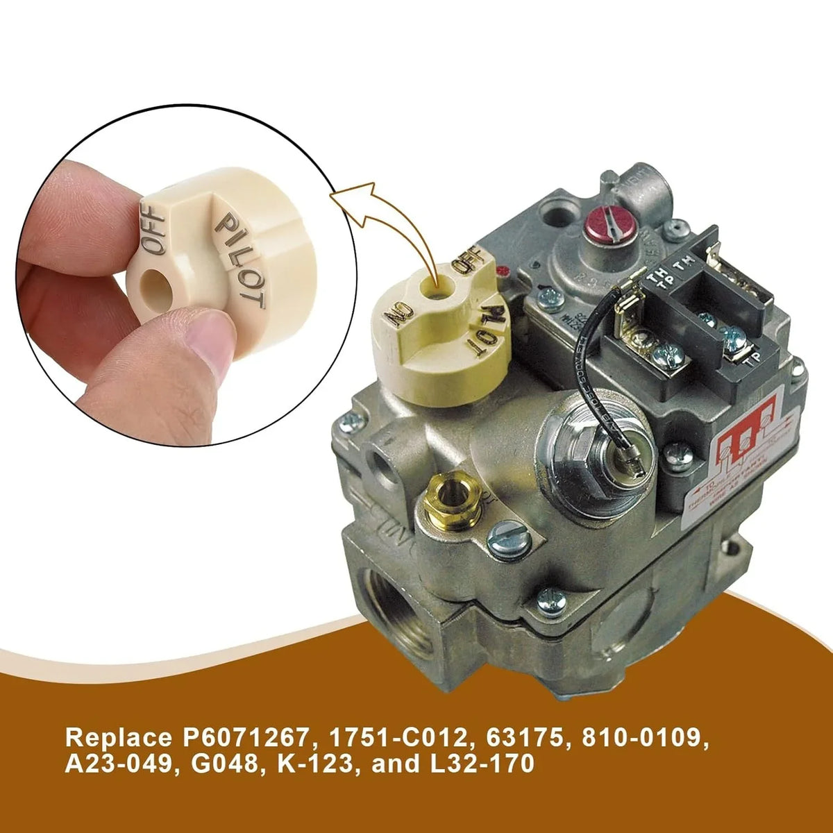 2sets Control Valve Pilot Dial Knobs with 200-400°F Thermostat Knob w/screw P6071267 1751-012 Fryers for Robertshaw 700 series