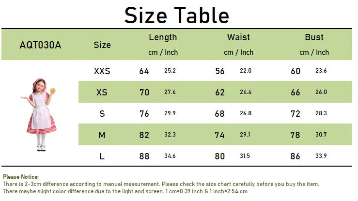 Frocks for Girls Kids Little Red Riding Hood Fairy Tale Drama Performance Costume Maid Suit Floral Pastoral Style Casual Dress