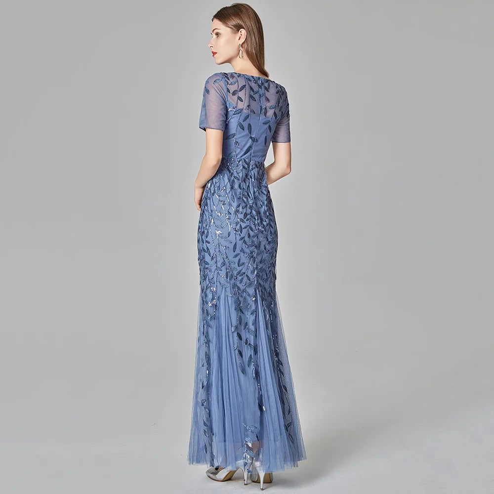 Sexy vintage Maxi Sequin cocktail Dress bridesmaid Prom Dresses for Women Casual Party Long sleeve club Bodycon Dress vestidos