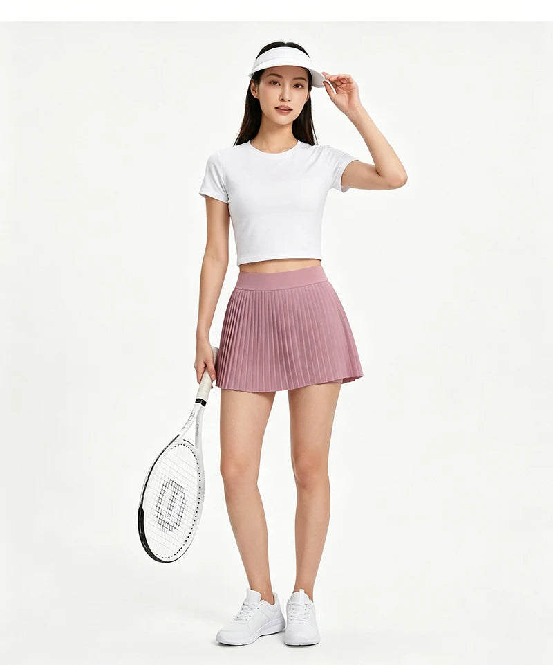 BIVIGAOS Summer Fashion High Waist Sport Short Skirt Women Youthful Cute Mini Skirt Safety Shorts Accordion Pleated Tennis Skirt