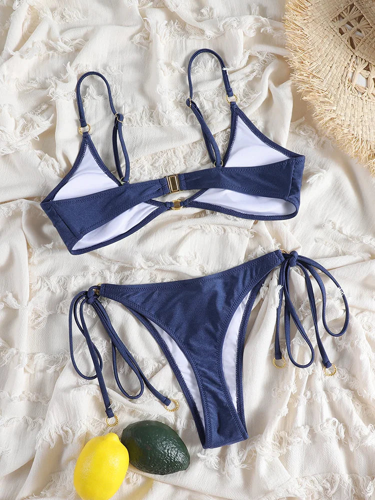 Rinabe Women Beach Suit Green Bikini Low Waist Swimsuit Push Up Swimwear Micro Bikinis Vacation Beachwear Two-Piece Swimsuits