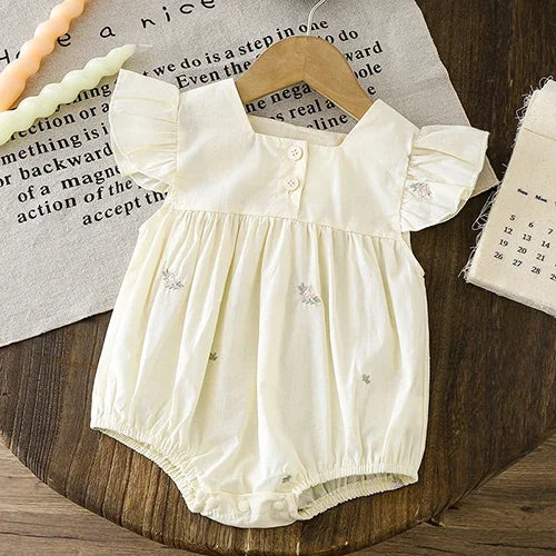 2025 New Summer Toddler Baby Girls Jumpsuit Short Sleeved Cotton Stripe Newborn Baby Girls Romper 0-24M Baby Girls Clothing