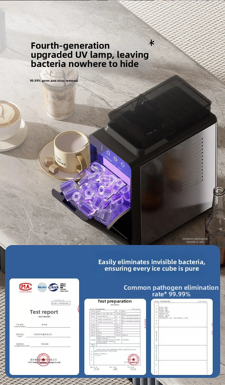 15KG Automatic Ice Maker Machine Compact Mini for Dorm/Office/Home Fast 8-Minute Round Ice Production  Energy-Saving Quiet