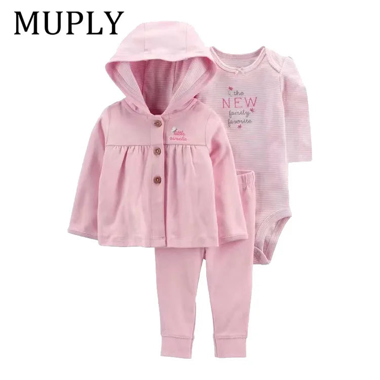 3-piece Suit Summer Baby Clothes Sets Baby Short Sleeve Shorts Cover Clothes Cute Girls Bebe Children Cotton 100% Clothing 6-24M