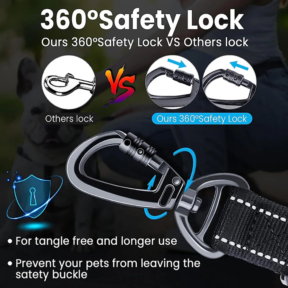 Heavy-Duty Bungee Dog Leash 4-in-1 Multifunctional Training Leash with Car Seat Belt,Dog Accessory, Dog Leash For Medium Dog