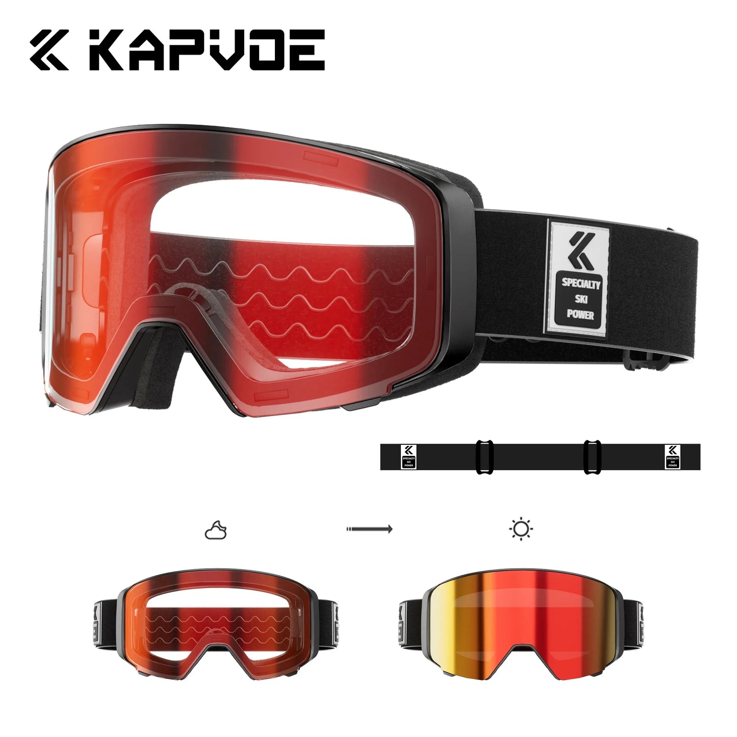 Kapvoe 2026 Skiing Eyewear Flip Ski Goggles Photochromic Snow Goggles Men Snowboard Mask Protection Glasses Snowmobile Winter