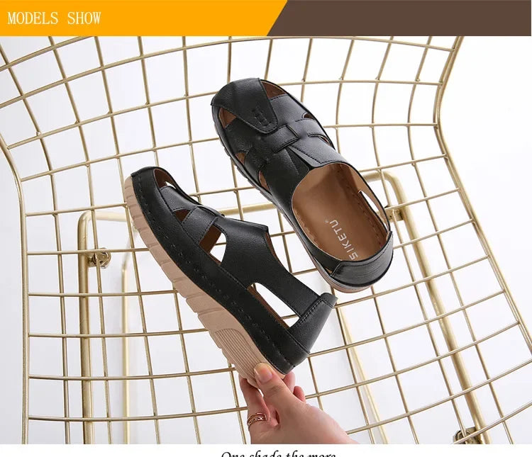 Women's Shoes Sandals Fashion Baotou Wedge Platform Sandals Ladies Retro Rome Sandalias Mujer Slip on Beach Shoes Footwear 2024