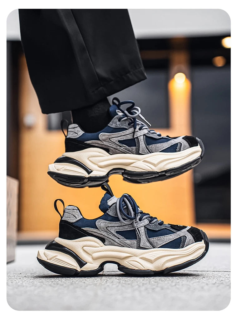 Lacing up Men's and Women's Couple Sport Shoes 2025 Thick Sole Luxury Design Casual Retro Dirty Casual Sneakers Breathable Upper