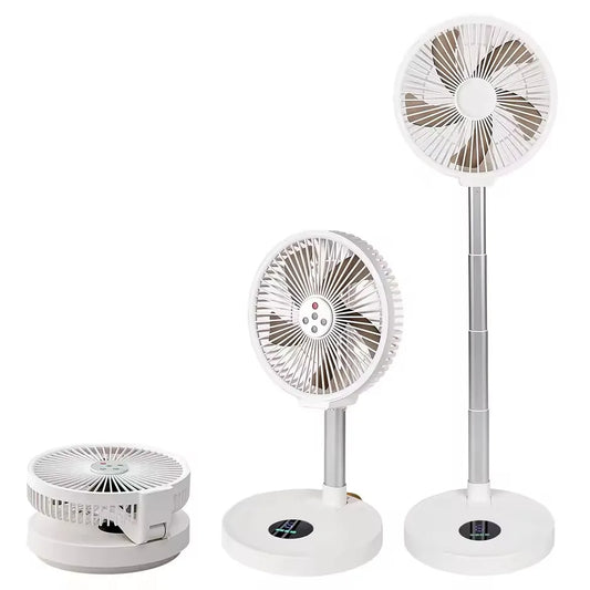 Portable Standing Fan with Remote Controller Foldable Desk Fan 10 inch fan blade Rechargeable Powered Pedestal Fan for Camping