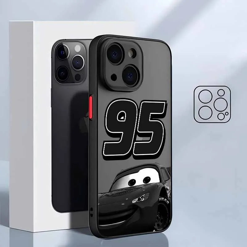 Cars L-Lightning M-McQueen For iPhone 17 Air 16E 16 15 14 13 12 11 8 7 mini Pro Max Plus Frosted Translucent Soft Phone Case