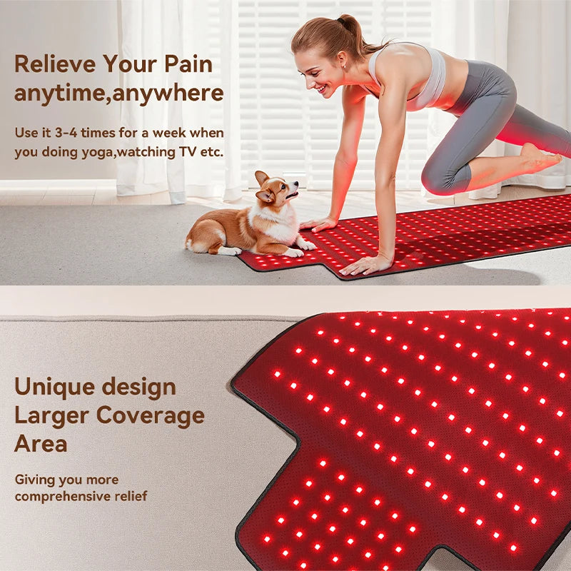 KEMOKO Red Light Therapy 660nm 850nm, Infrared LED Mat for Back and Waist Pain, Muscle Soreness Relief, Large Size 36.3" x 15.8"