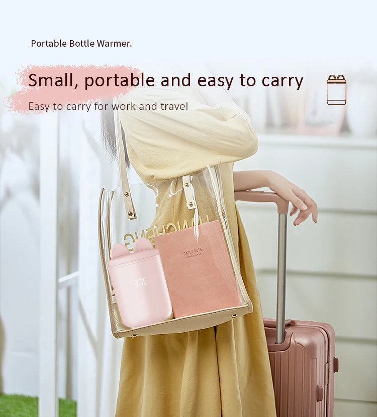 XIMYRA N1S Portable Baby Bottle Warmer, Fast Heating Travel Milk Warmer, 8800mAh Breastmilk  Warmer On The Go with 3 Adapters