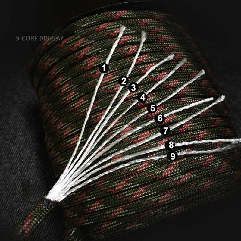 9 Core 650lb Paracord 30/50100m Dia.4mm Military Standard Parachute Rope Tent Accessories For Survival Bracelet DIY Making
