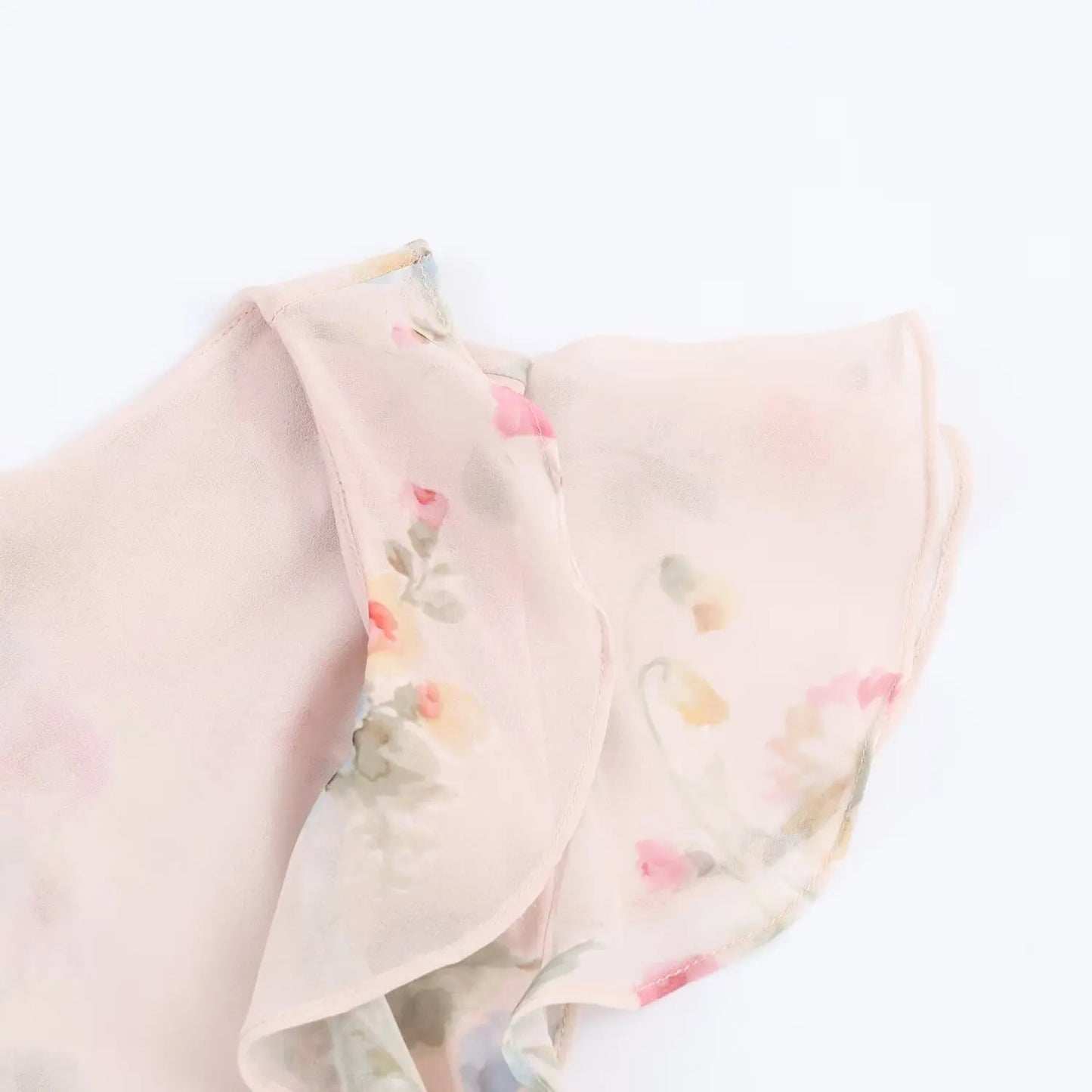Floral Print V-Neck Midi Dress Women's Autumn New Style Layered Decorations Flower A- Line Skirt Polyester Comfortable Dress