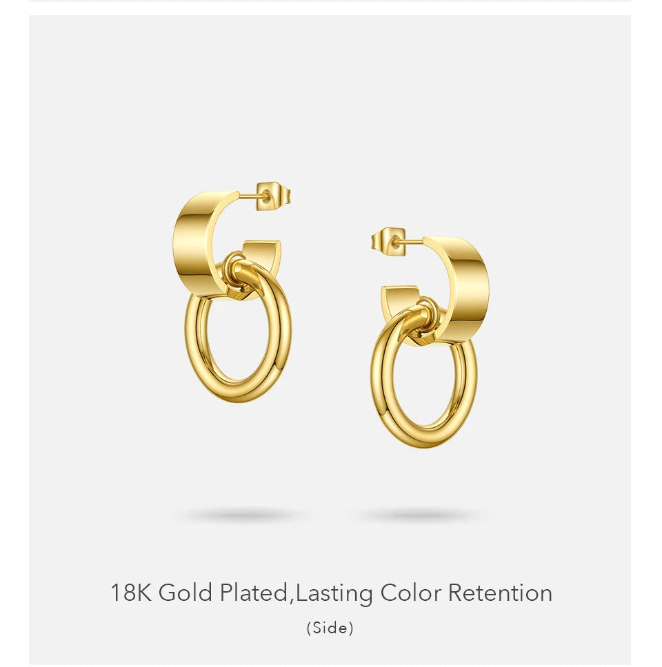 ENFASHION Curved C Circle Drop Earrings For Women Gold Color Stainless Steel Geometric Earings Fashion Jewelry 2020 Gifts E1183