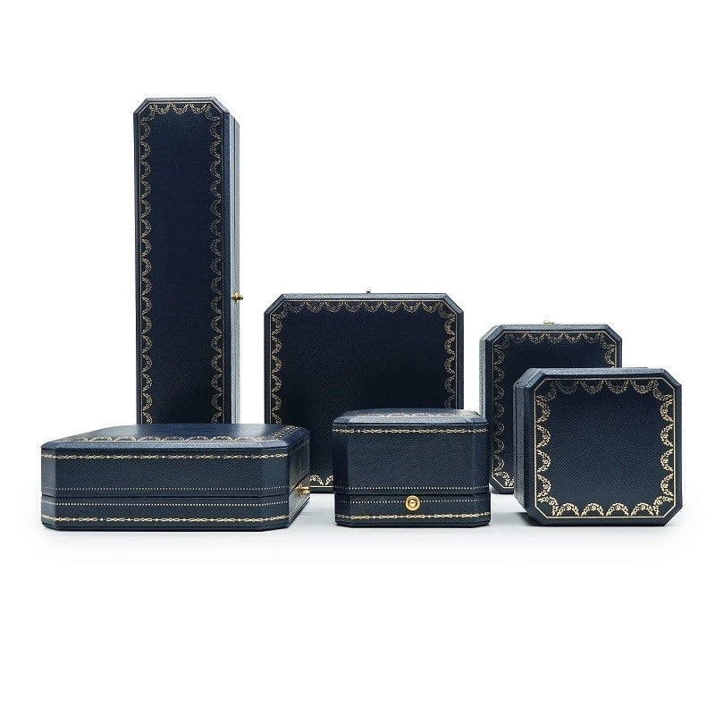 Customizable LOGO Vintage Octagonal Gold Text Storage Box Ring Earnail Bracelet  Jewelry Packaging Case Collection Storage Box