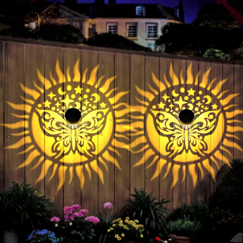 Solar Mandala Wall Lamp Outdoor LED Waterproof Fence Lamp for Garden Lawn Estate Porch Corridor Courtyard Decoration Wall Light