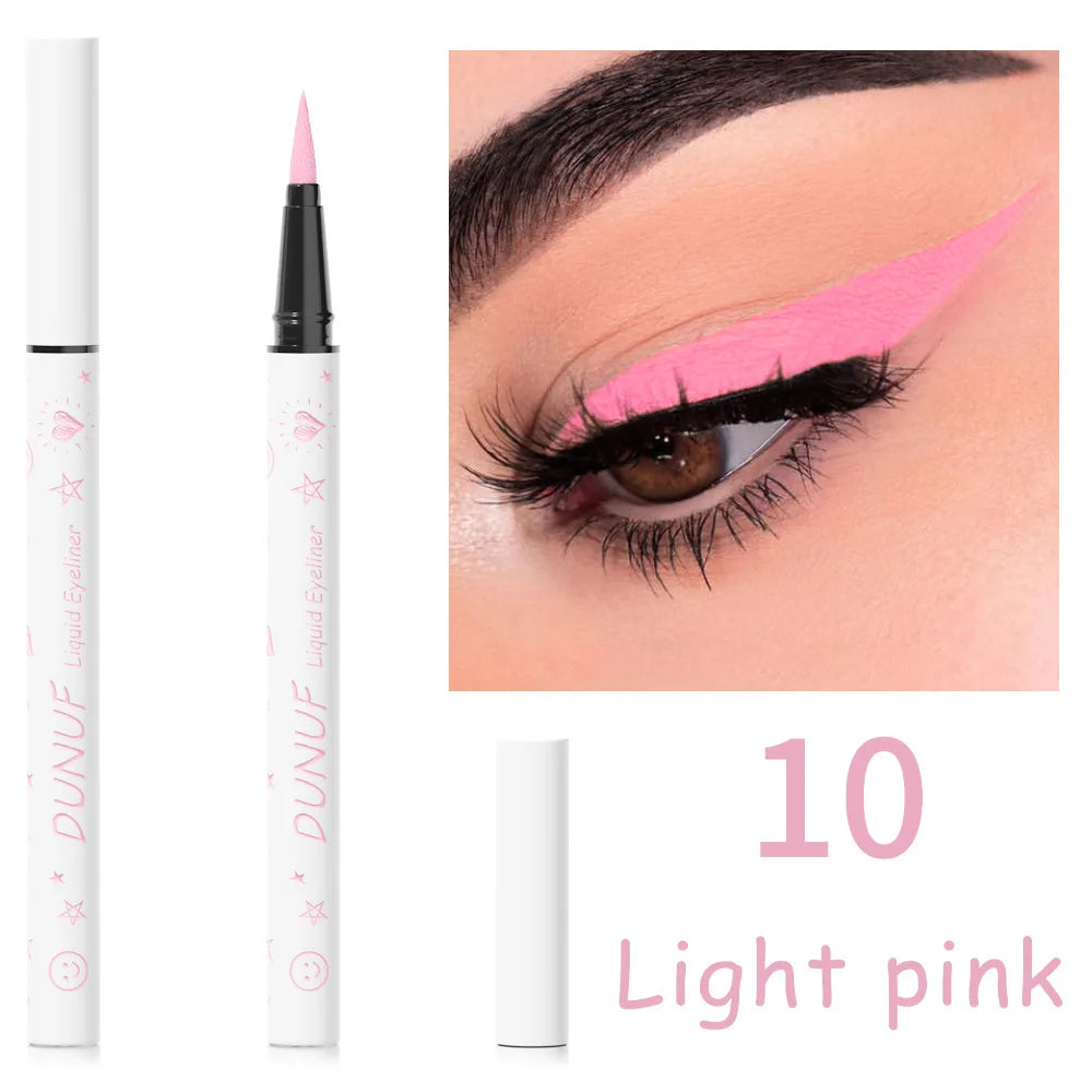 DUNUF New 12 Color Ultra-fine Matte Colorful Liquid Eyeliner Pencil Waterproof Lasting Makeup Eye Liner Pen Black Brown Cosmetic
