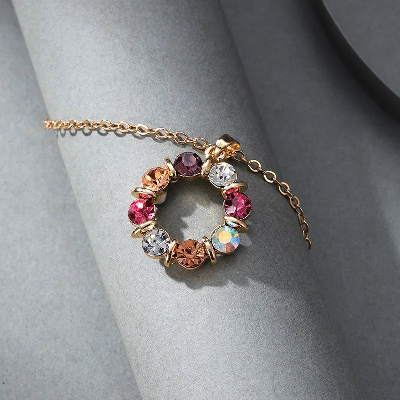 Multicolor Zircon Jewelry Set Elegant Necklace and Earrings for Women Minimalist Luxury Gifts Set with Sparkling Gemstones