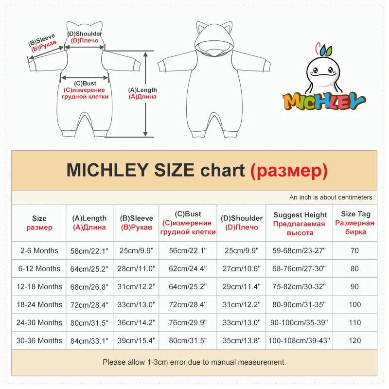 MICHLEY Halloween Elephant Winter Baby Rompers Clothes Costume Flannel Hooded Bodysuits Pajamas Animals Jumpsuit For Boys Bebe