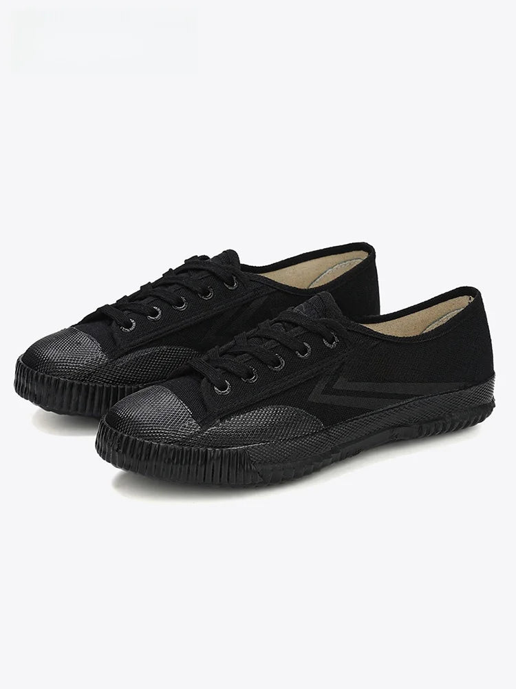 DaFu Flying Men's Running Jump Far Athletic Shoes Sports Women's Canvas Couple's Black Shoes Low Top Breathable Rubber Sole