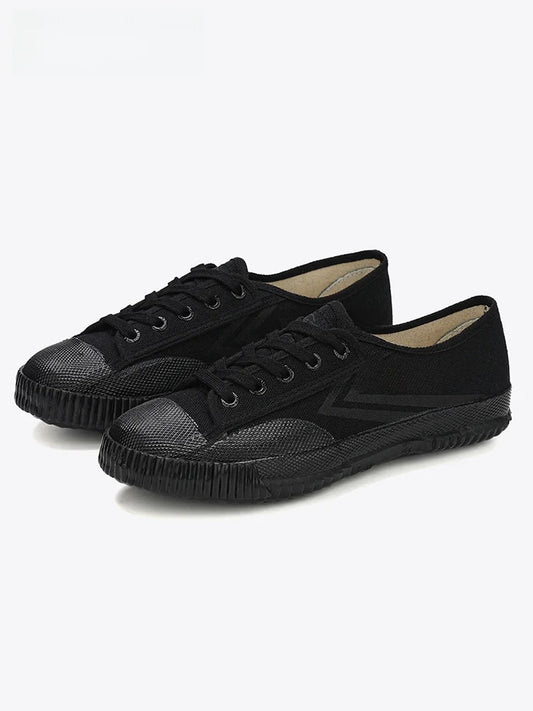 DaFu Flying Men's Running Jump Far Athletic Shoes Sports Women's Canvas Couple's Black Shoes Low Top Breathable Rubber Sole