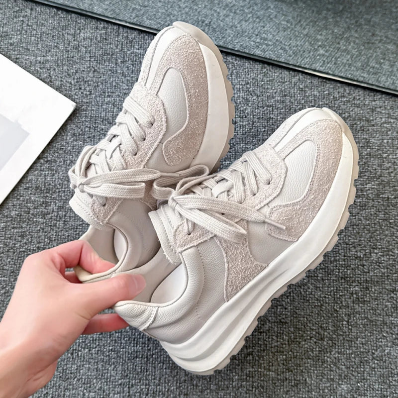 Women's Sneakers Shoes 2026 New Woven Non-slip Genuine Leather Sneakers For Women Large Size Breathable Casual Shoes Female