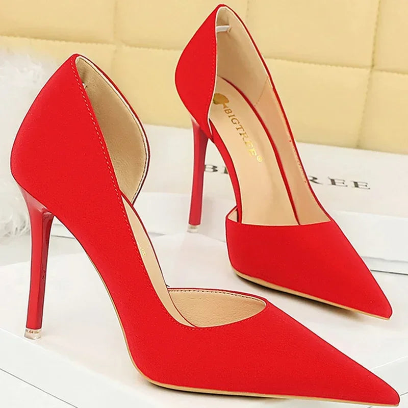 2025 New Women 11cm High Heels Wine Green Pumps Plus Size 34-43 Stripper Evening Orange Heels Lady Wedding Bridal Scarpins Shoes
