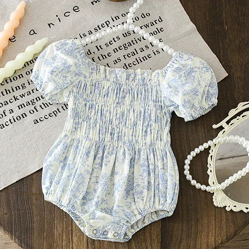 2025 New Summer Toddler Baby Girls Jumpsuit Short Sleeved Cotton Stripe Newborn Baby Girls Romper 0-24M Baby Girls Clothing