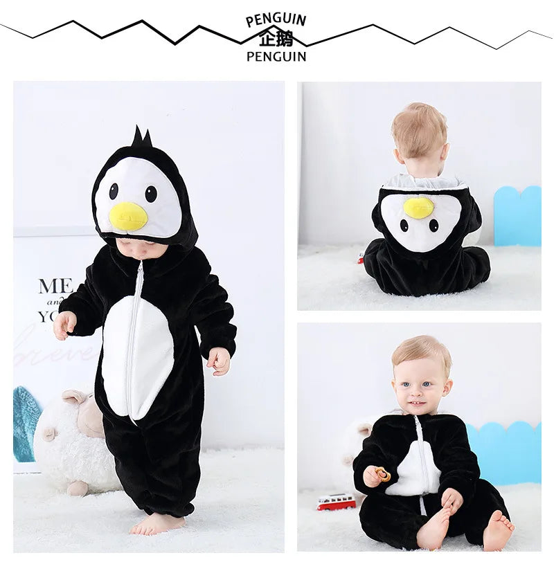 Autumn Winter Cartoon Style Winter Long Sleeve Baby Boys Girls Rompers Toddler Kids Playsuit Jumpsuits Baby Clothes Child Onesie