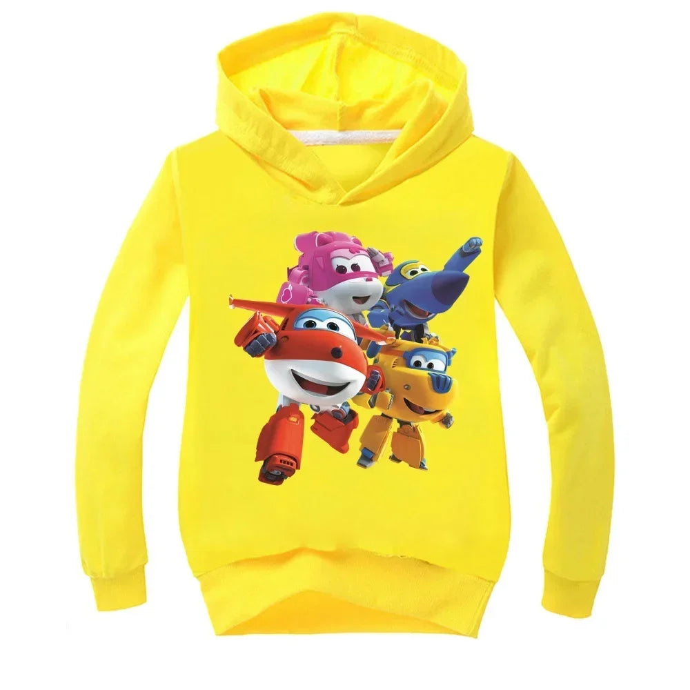 2-16Years Autumn Costumes Super Wings Hoodie Kids Clothes Boys Sweatshirts Cartoon Tops Toddler Girls Outfits Baby Boy Coats