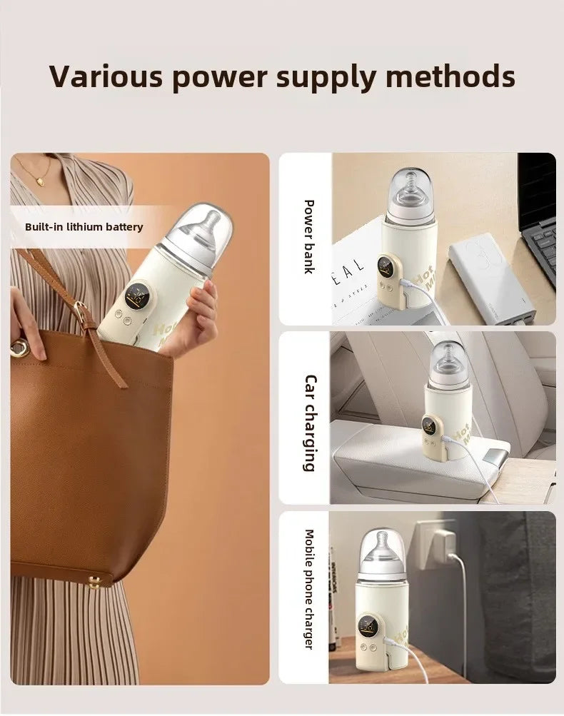 Multifunctional USB Baby Bottle Warmer with Smart Temperature Control Screen High Capacity Feeding Bottle Warmer for Newborns