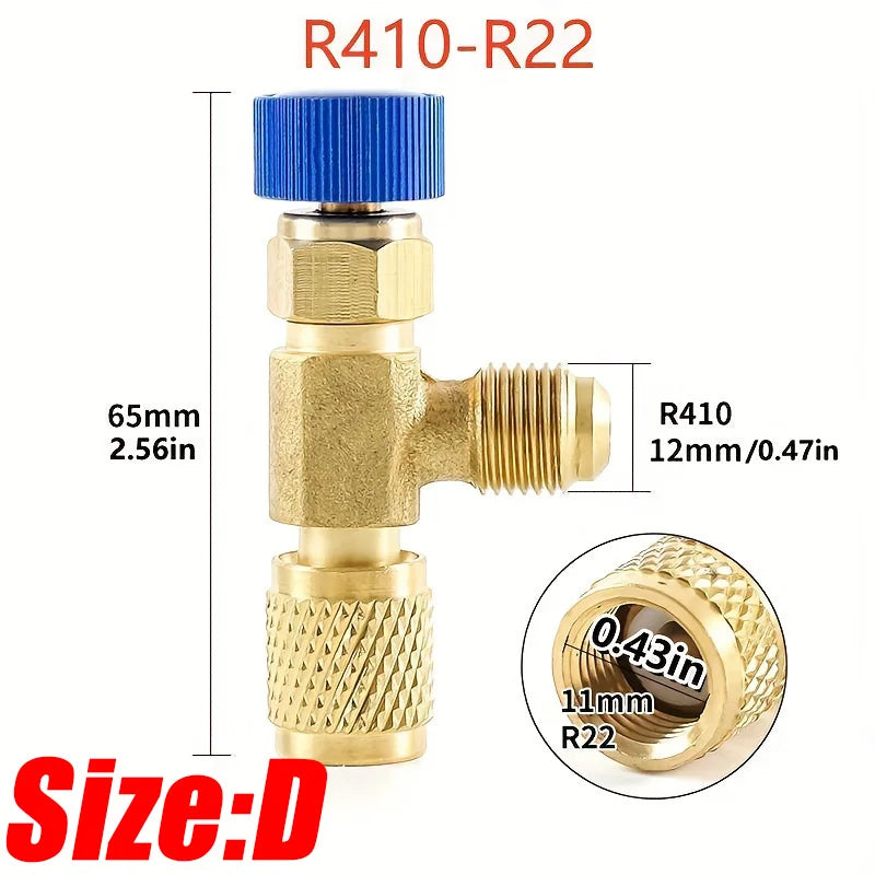 1/2/4PCS Air Conditioning Refrigerant HVAC Safety Valve R410A R22 1/4" Refrigeration Valve Charging Safety Liquid Adapter