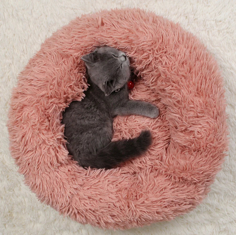 Round Dog Bed Long Plush Pet Kennel Washable Cat House Soft Cotton Mats Sofa For Small Large Dog Chihuahua Dog Basket Pet Bed