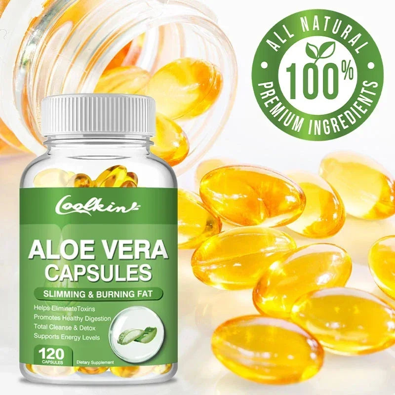 Aloe Vera Extract Capsules - Relieve Intestinal Constipation, Promote Digestion, Detoxify, Control Appetite, Burn Fat, Non-GMOSu