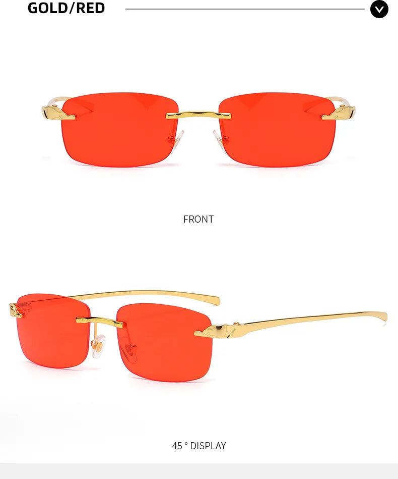 Fashion Vintage Rimless Square Sunglasses Women Men Luxury Brand Designer Popular Travel Driving Metal Small Sun Glasses