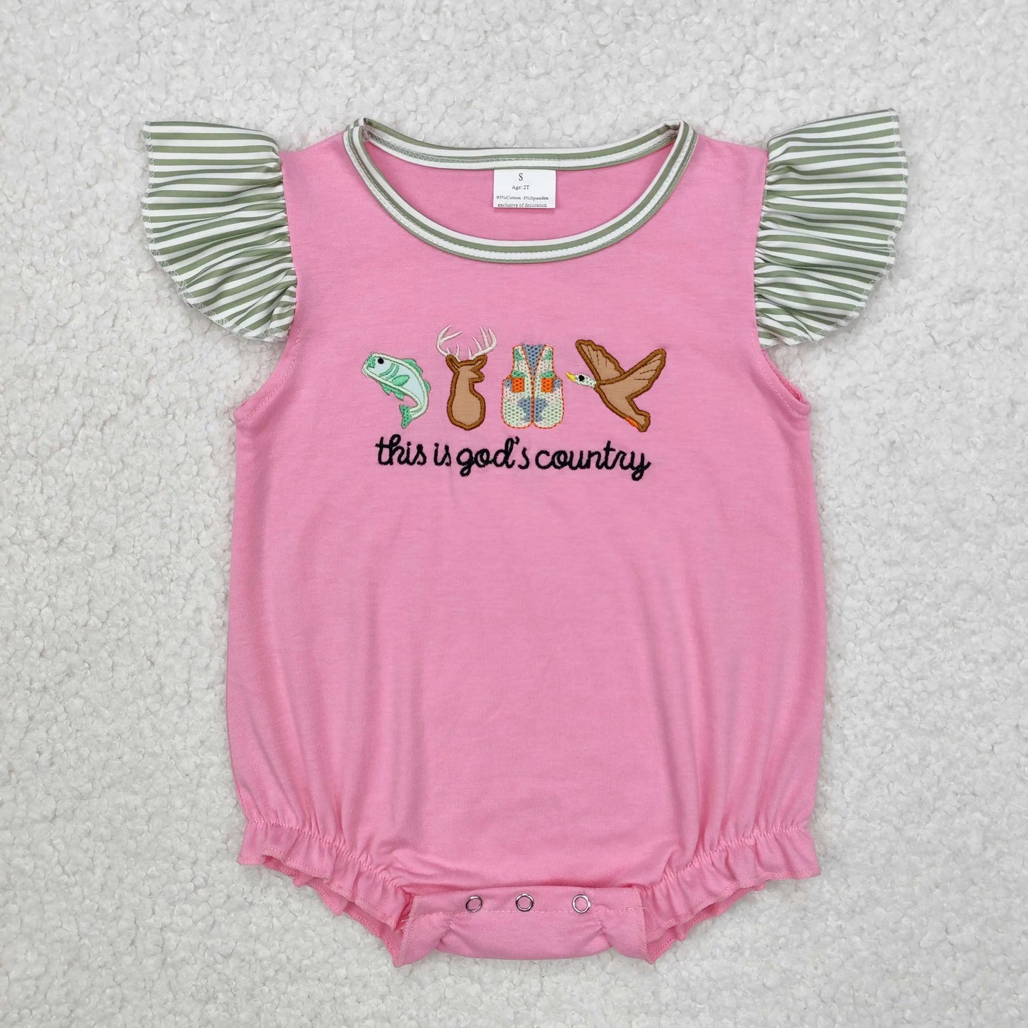 4.14y NEW stock baby girls summer romper wholesale boutique embroidery pattern floral flowers purple flying sleeves onesie