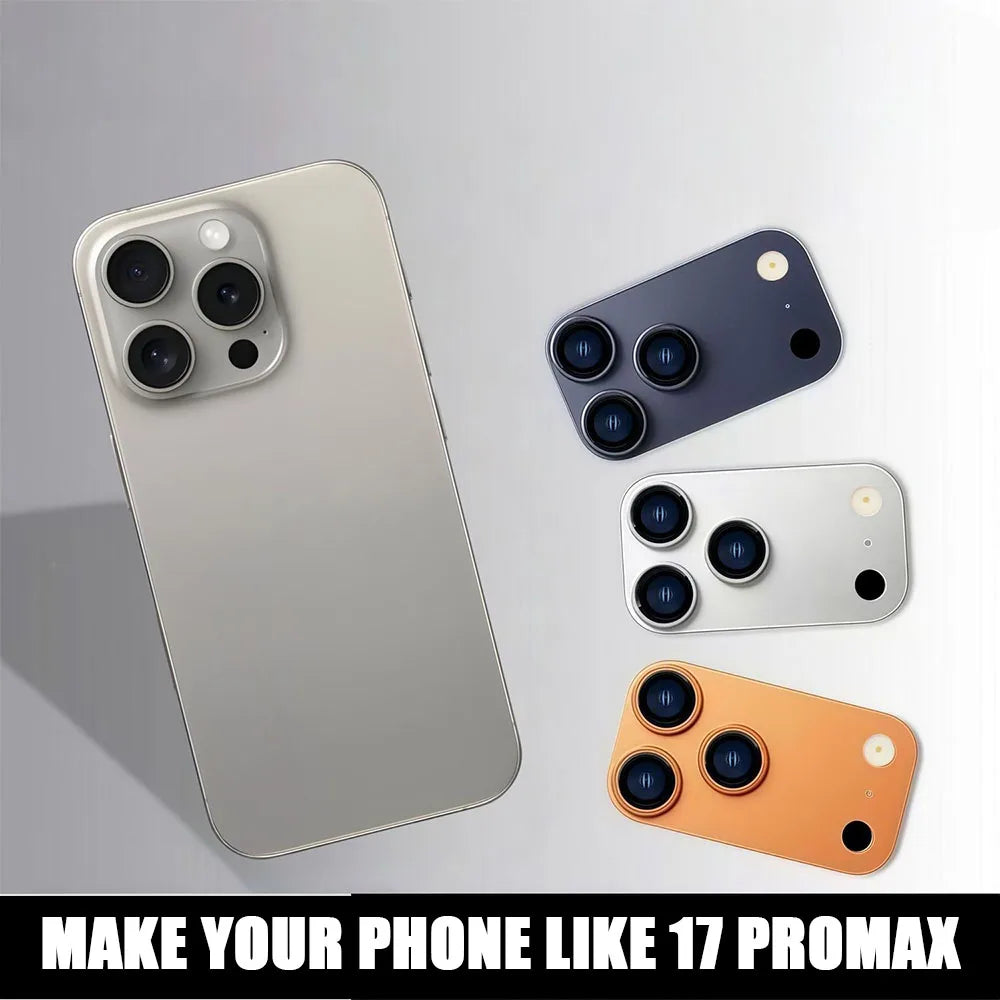 Original Color Metal Camera Protection Lens Film+Phone Case For iPhone 13 Promax Convert To 17Promax 13 Pro Change To 17 Pro
