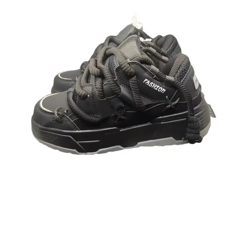 Retro Thick Bottom Athletic Shoes for Men Coupling Traction Trends High Rhythm Old Father Sport Shoes Dynamic Personality