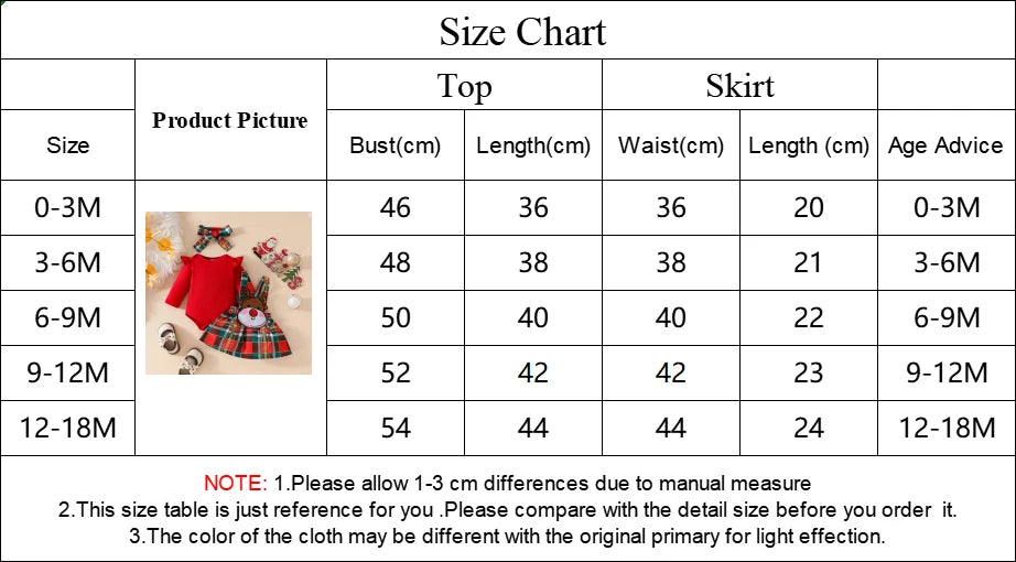 Prowow Baby Girls Christmas Outfits Set Red Bodysuit+Plaid Deer Suspender Dress Set 3pcs My First New Year Costume For Baby 2026