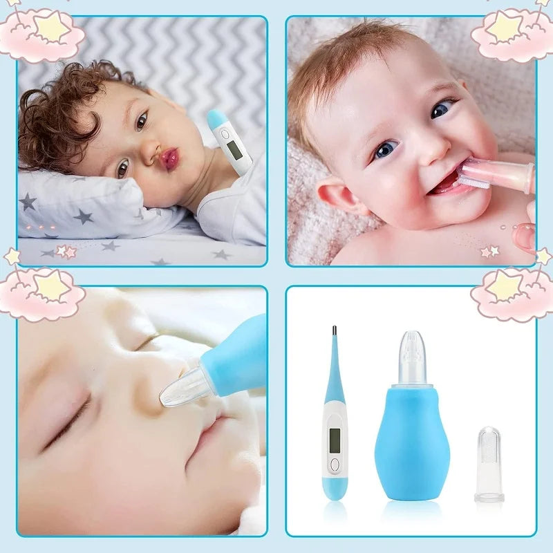 Baby Care Kit Kids Hair Nail Healthcare Thermometer Grooming Brush Kit Clipper Scissors Nail clipper Newborn Care Cleaning Set