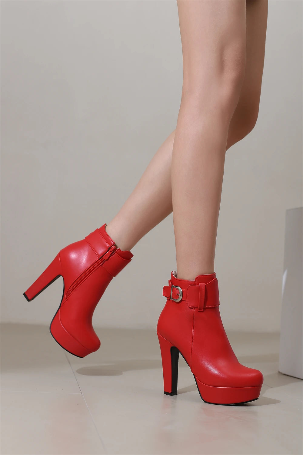 Women Shoes Fashion Short Boots Autumn Winter Sexy Platform Ankle Boots For Women Black Red Yellow White Lady Shoes Large 34-46