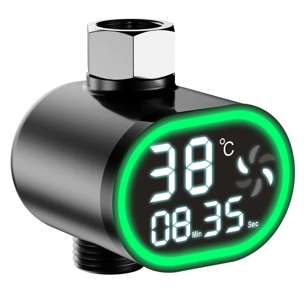 LED Digital Shower Thermometer for Bathtub and Shower Use Self-Powered by Water Pressure No External Power Needed
