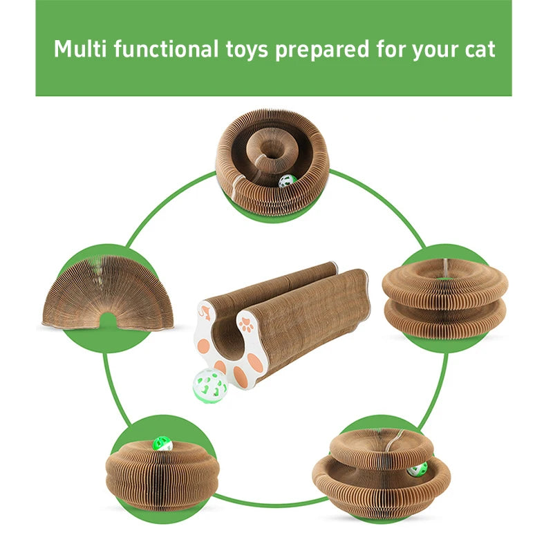 Magic Cat Scratch Organ Board Cat Toy with Ball Cat Grinding Claw Cat Climbing Frame Kitten Round Corrugated Cat Scratching Toy