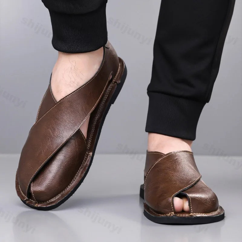Men's Casual Sandal Retro Roman Style 2025 Summer Fashion Trend Hollow Breathable Comfortable Lightweight Outdoor Beach Sneakers