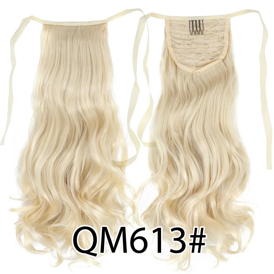 Synthetic Ponytail Long Straight Wrap Around Ponytail Hair Extension Heat-Reistant Fiber Pony Tail Fake Hairpieces For Women