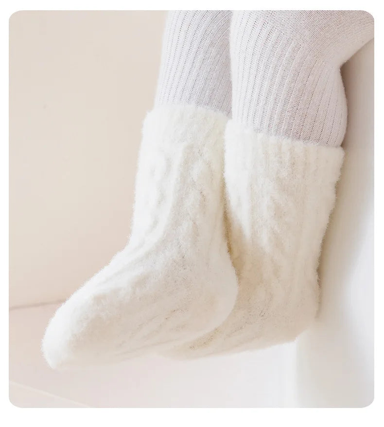3 Pairs/Lot Winter Warm Baby Mid Tube Socks Soft Thickned Newborn Long Socks Solid Color Toddler Socks For Boysd And Girls