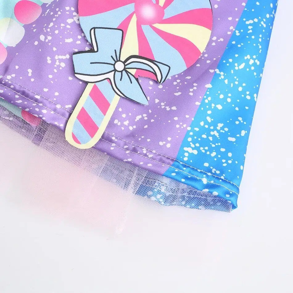 Purim Girls Rainbow Vestidos Candy Fairy Lollipop Cosplay Costume Toddler Girls Birthday Party Carnival Long Short Sleeves Dress